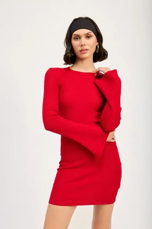 Back Cutout Long Sleeve Mini Dress online