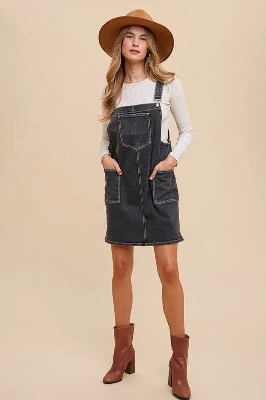 Black Denim Overall Dress online