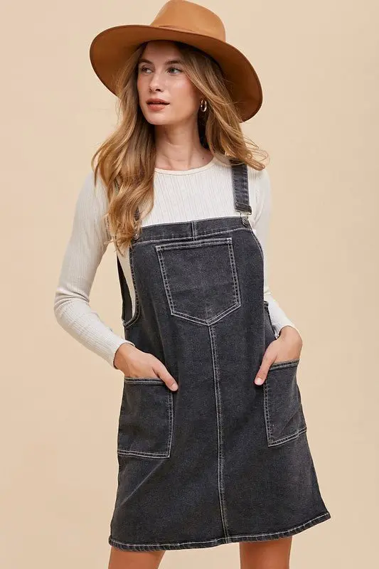 Black Denim Overall Dress online